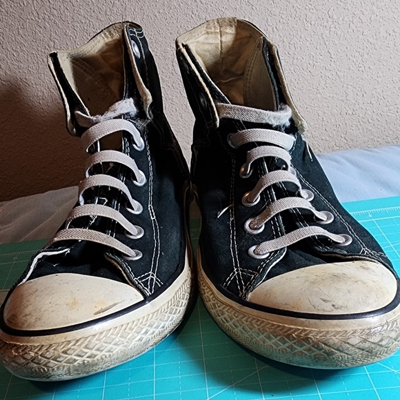 Vintage Converse All Star High Top Canvas Black Shoes Sz 6 Chuck Taylor CHARITY - Picture 6 of 9